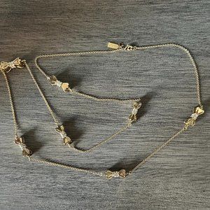 Gold Tone Kate Spade Crystal Bow Necklace